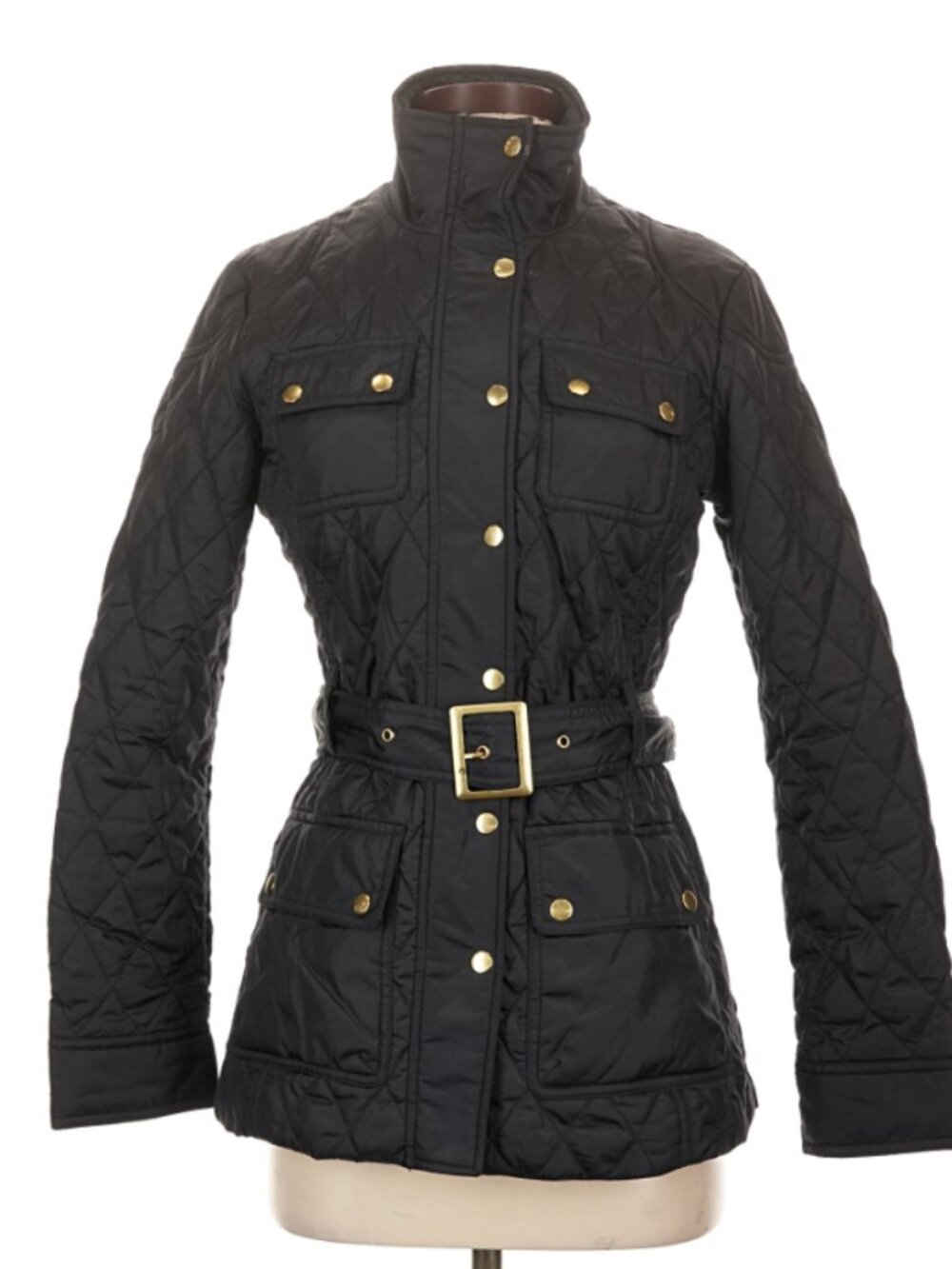 Banana Republic Factory Black Quilted Belted Jacket Size XS